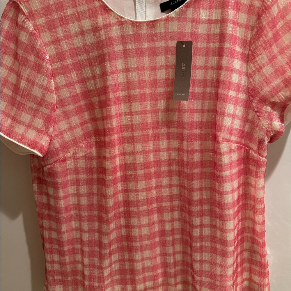 J. Crew Pink and White Checkered Blouse